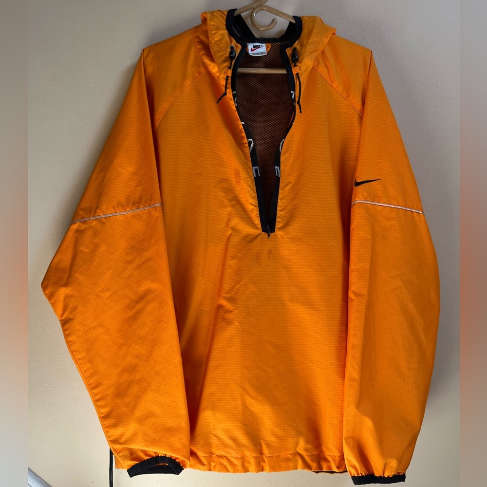 Nike Men's Vibrant Orange HoodedWindbreaker. Used. Size XL.
